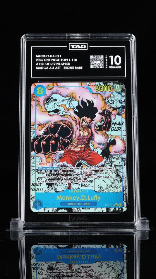 2025 ONE PIECE OP11 FIST OF DIVINE SPEED MANGA ART 118 MONKEY D LUFFY TAG 10