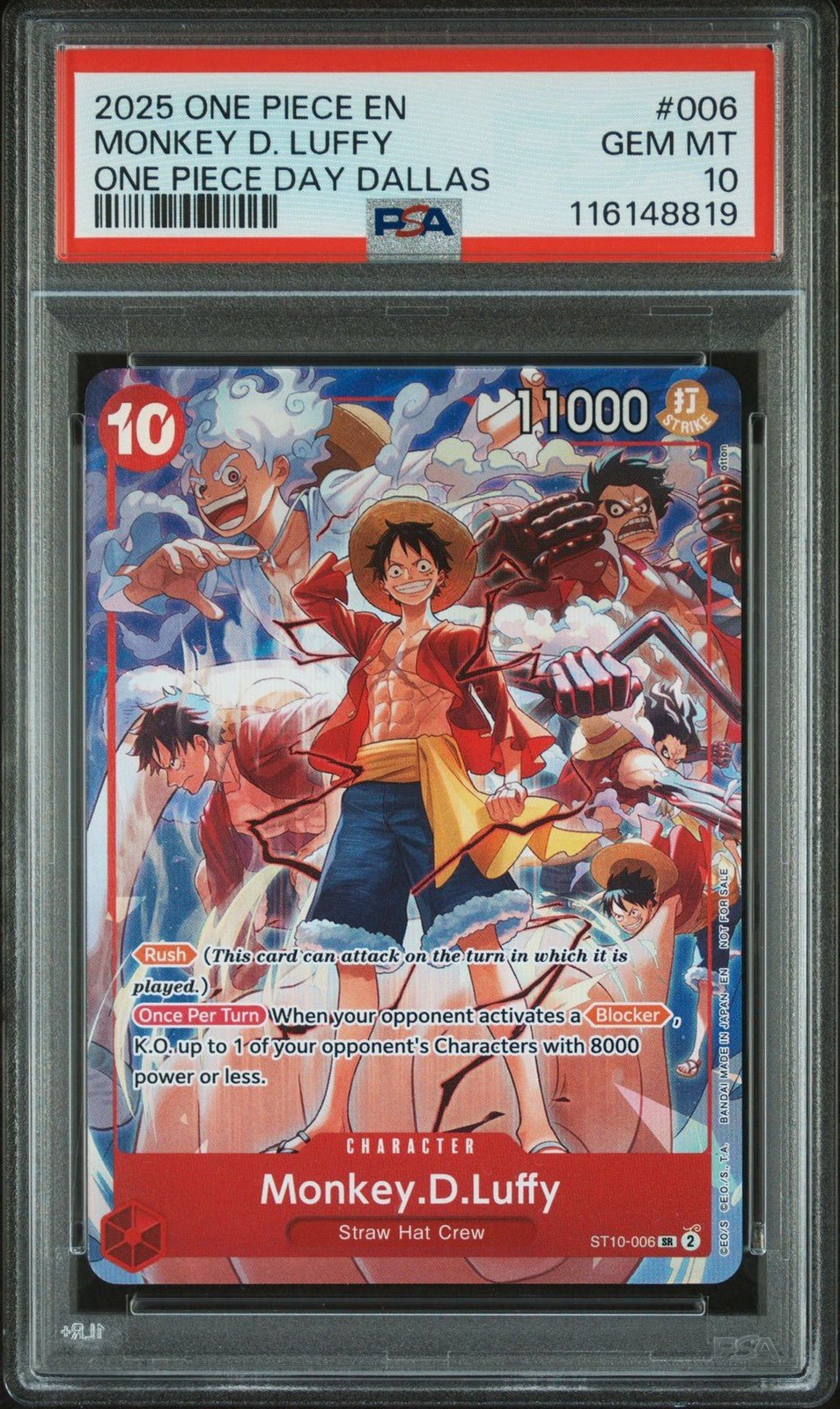 2025 ONE PIECE PROMOS ONE PIECE DAY DALLAS 006 MONKEY D. LUFFY PSA 10