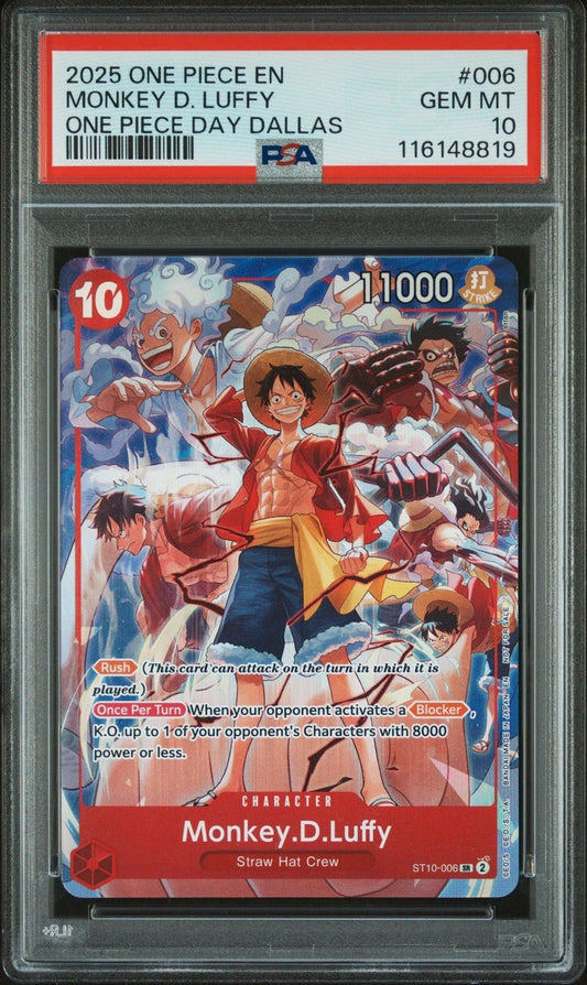 2025 ONE PIECE PROMOS ONE PIECE DAY DALLAS 006 MONKEY D. LUFFY PSA 10