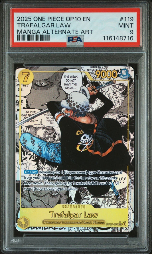 2025 One Piece Trafalgar Law (119) (Manga) OP10 - 119 Royal Blood Foil PSA 9
