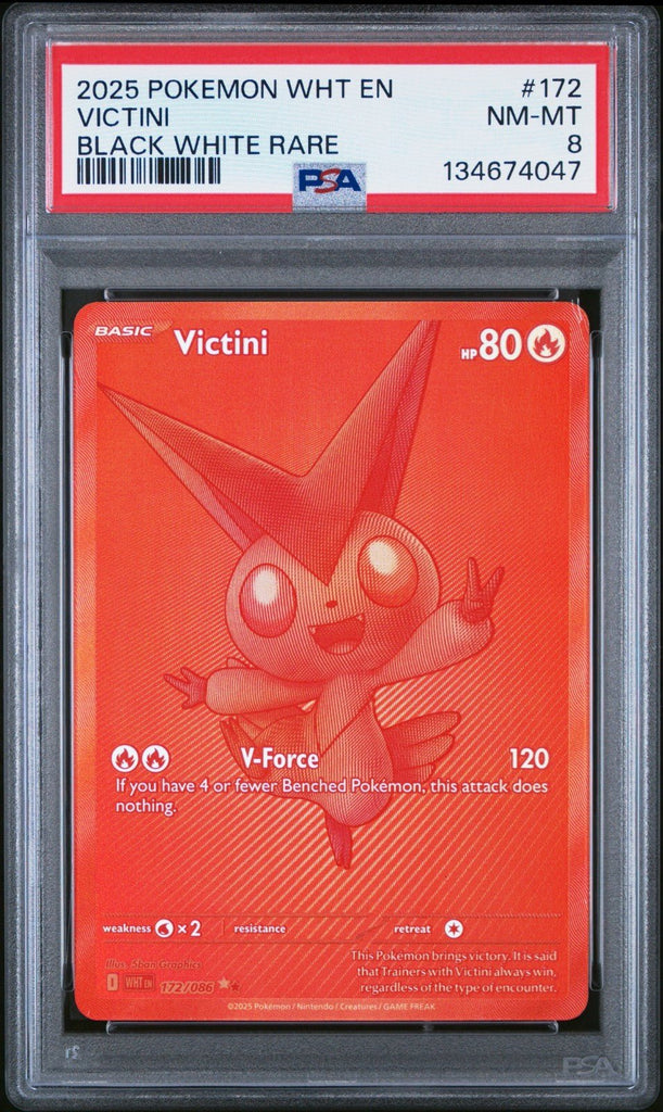2025 POKEMON BLK EN - BLACK BOLT BLACK WHITE RARE 171 VICTINI PSA 8