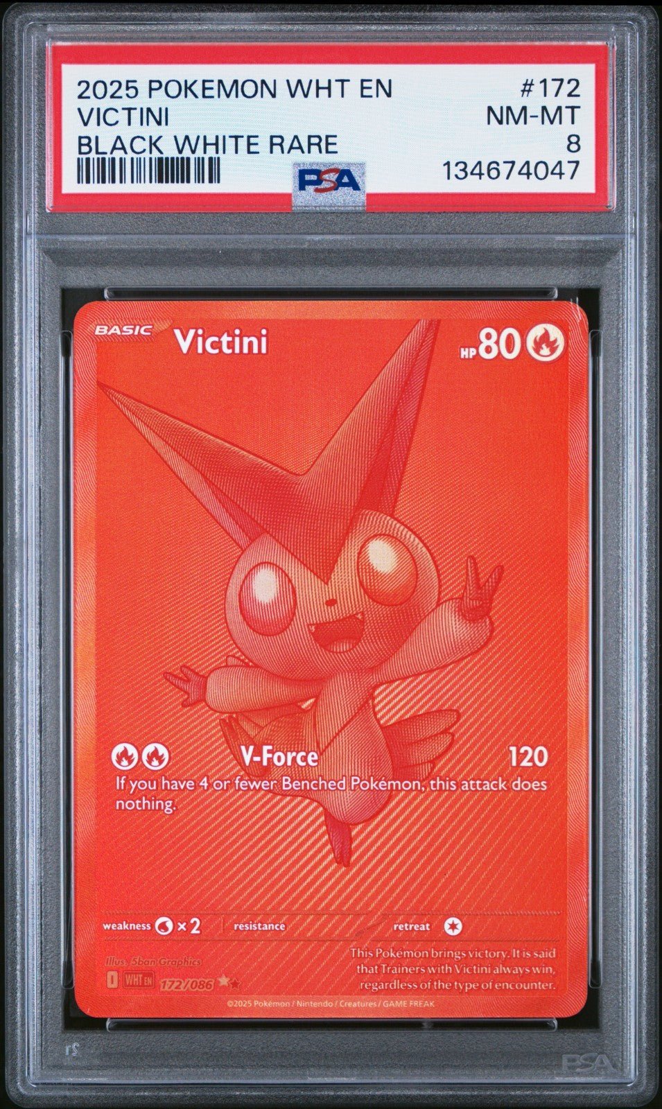 2025 POKEMON BLK EN - BLACK BOLT BLACK WHITE RARE 171 VICTINI PSA 8