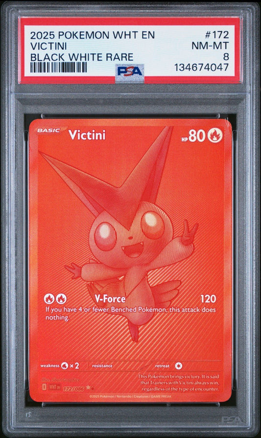 2025 POKEMON BLK EN - BLACK BOLT BLACK WHITE RARE 171 VICTINI PSA 8