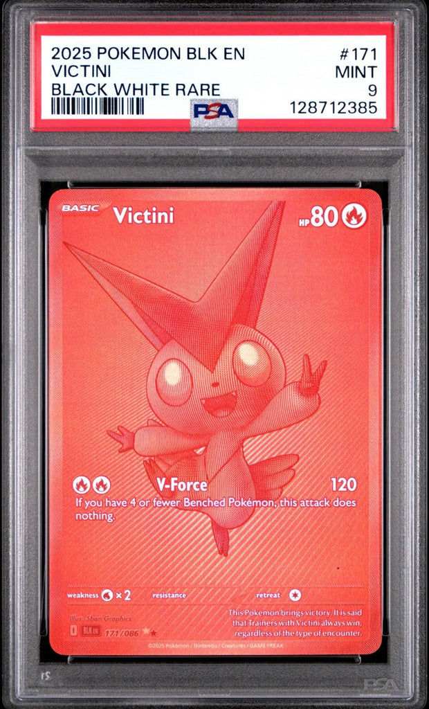 2025 POKEMON BLK EN - BLACK BOLT BLACK WHITE RARE 171 VICTINI PSA 9