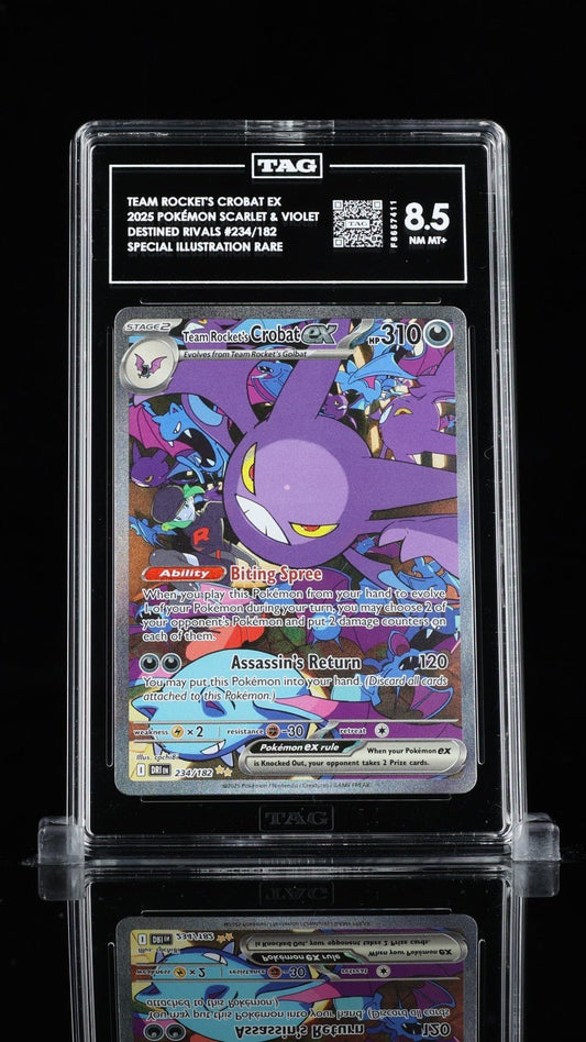 2025 Pokemon Destined Rivals English Team Rocket's Crobat Ex 234/182 TAG 8.5