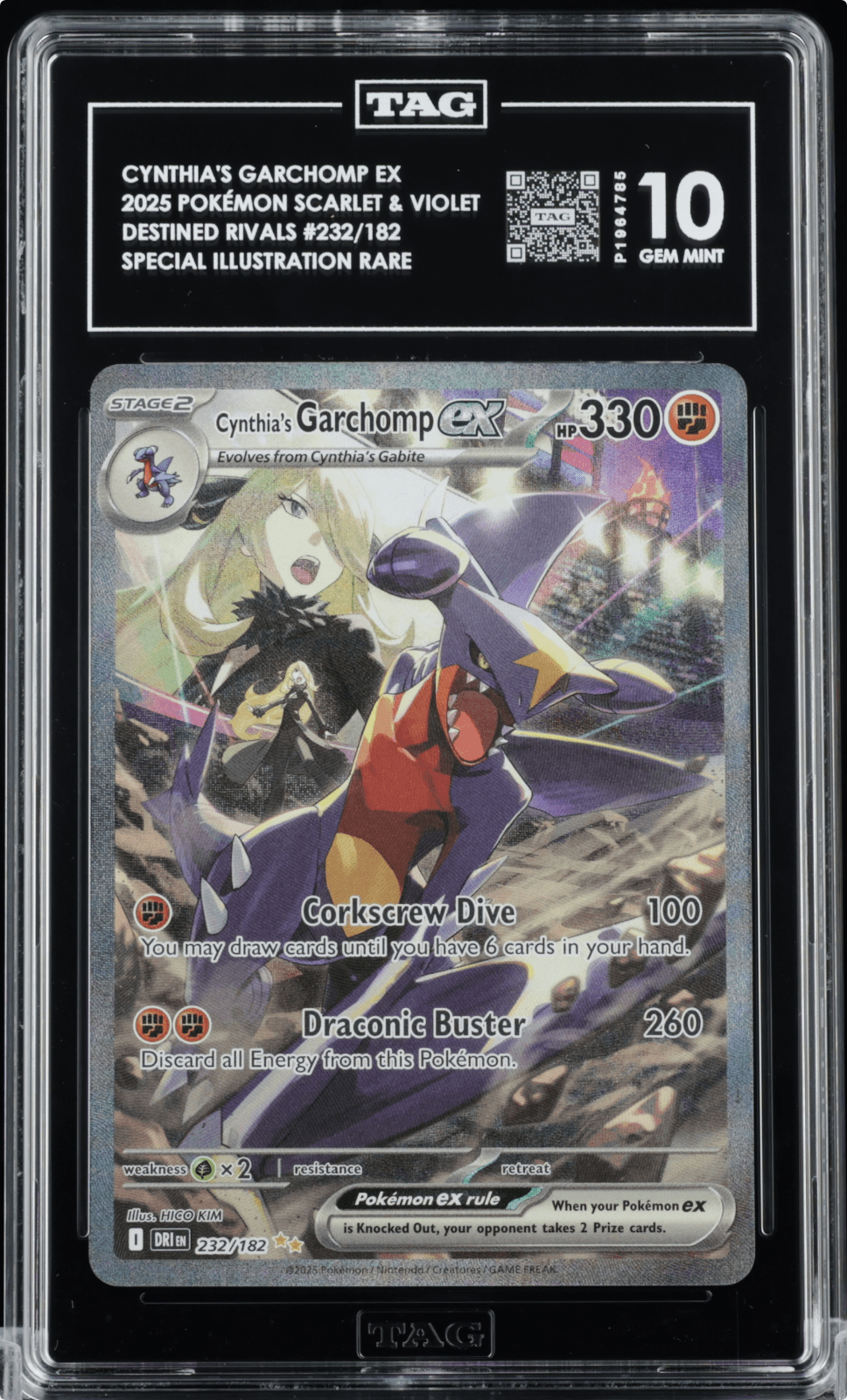 2025 POKEMON DRI EN-DESTINED RIVALS 232 CYNTHIA'S GARCHOMP EX TAG 10