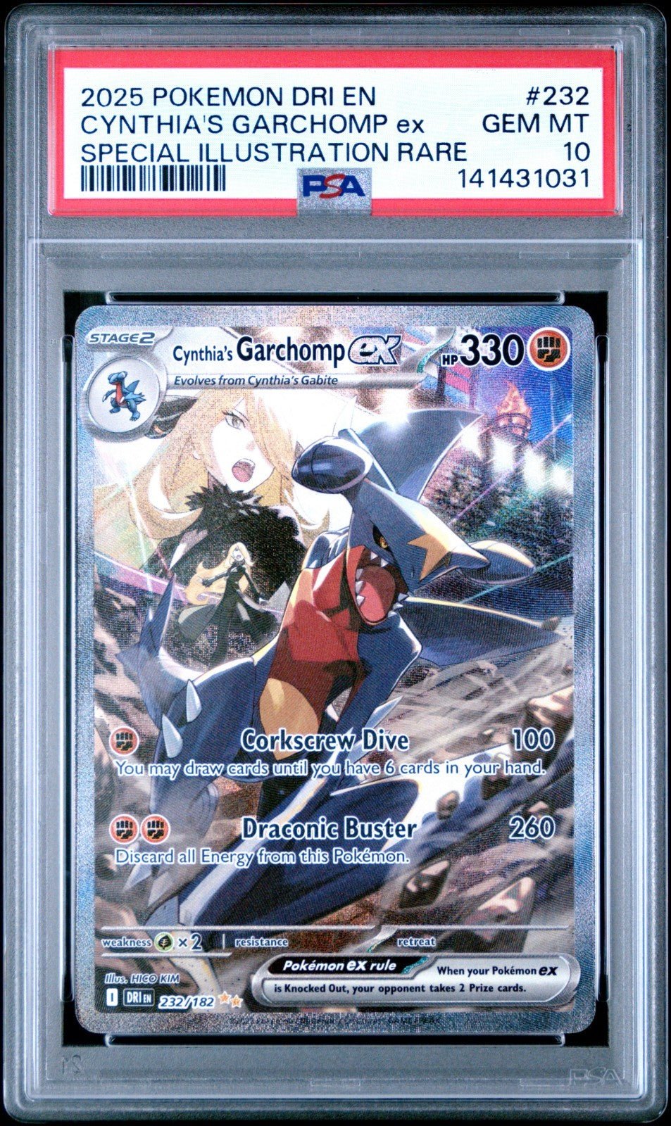 2025 POKEMON DRI EN - SPECIAL ILLUSTRATION RARE 232 CYNTHIA'S GARCHOMP EX PSA 10