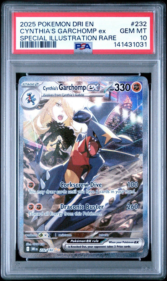 2025 POKEMON DRI EN - SPECIAL ILLUSTRATION RARE 232 CYNTHIA'S GARCHOMP EX PSA 10