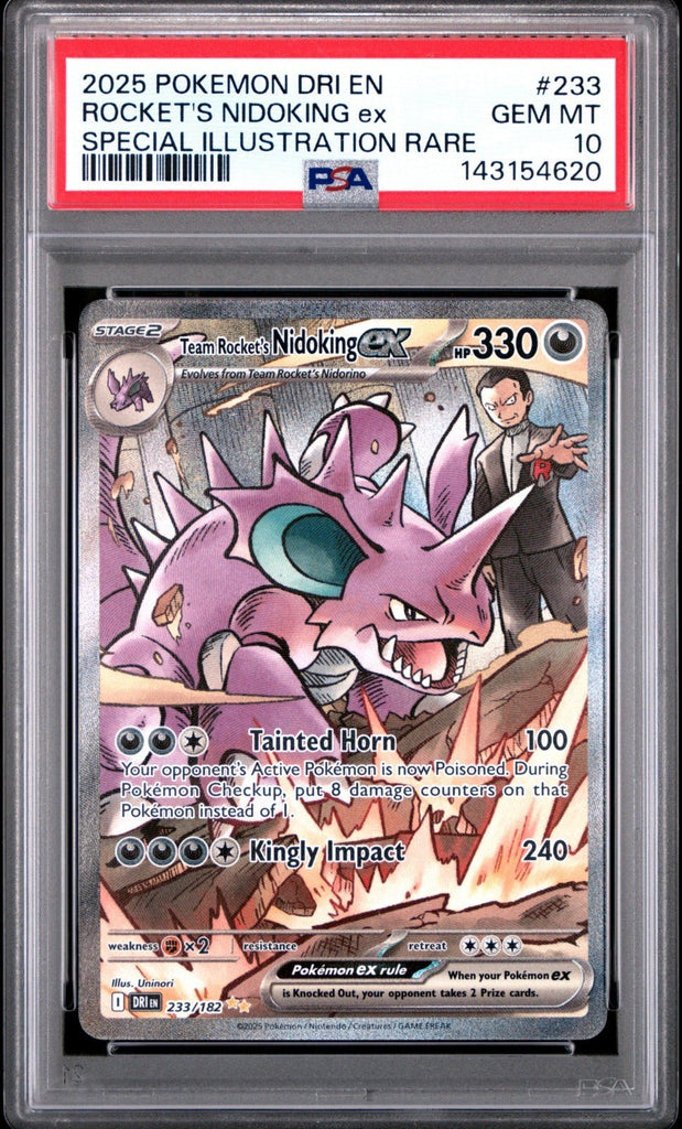 2025 POKEMON DRI SPECIAL ILLUSTRATION RARE 233 TEAM ROCKET'S NIDOKING EX PSA 10
