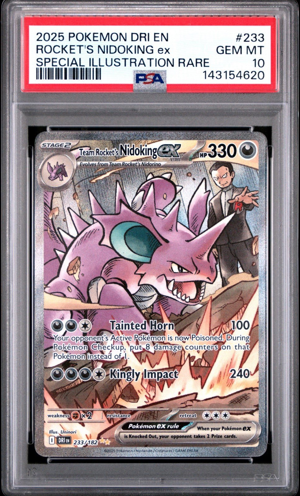 2025 POKEMON DRI SPECIAL ILLUSTRATION RARE 233 TEAM ROCKET'S NIDOKING EX PSA 10