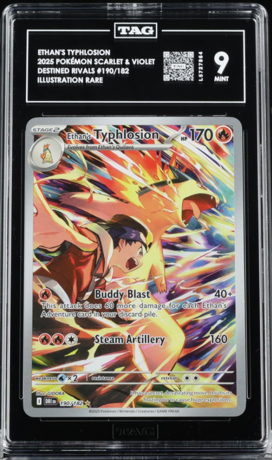 2025 Pokemon Ethan's Typhlosion Illustration Rare #190 TAG 9 Destined Rivals