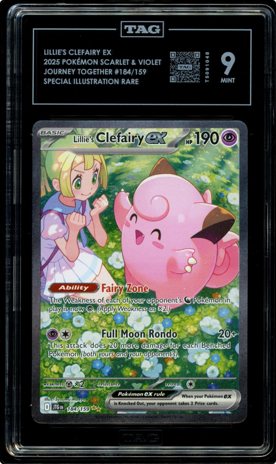2025 Pokemon Journey Together Lillie's Clefairy ex 184/159 TAG 9