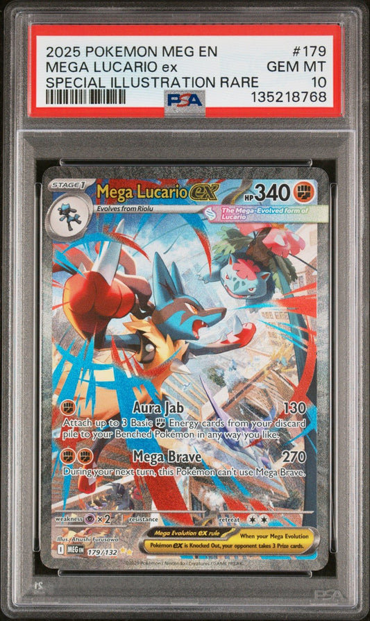 2025 POKEMON MEG EN - MEGA EVOLUTION 179 MEGA LUCARIO EX PSA 10