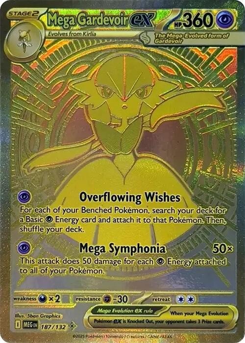 2025 POKEMON MEG EN - MEGA EVOLUTION MEGA HYPER RARE 187 MEGA GARDEVOIR EX TAG 10