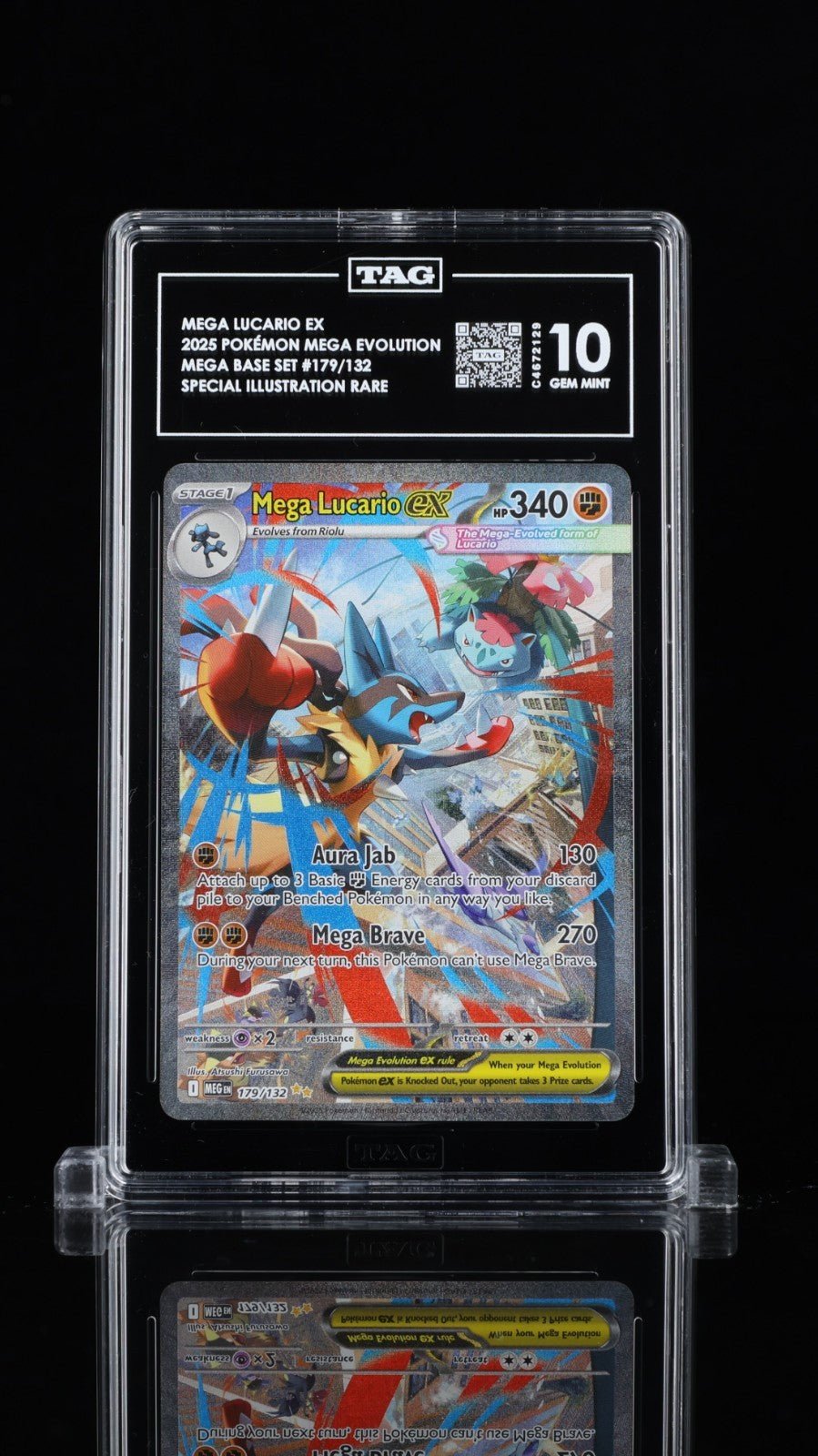 2025 Pokemon Mega Evolution 179 Mega Lucario EX Special Illustration Rare TAG 10