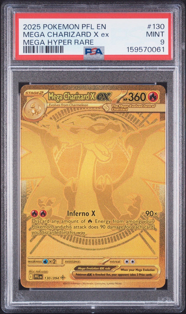 2025 Pokemon Mega Hyper Rare 130 Mega Charizard X ex PSA 9