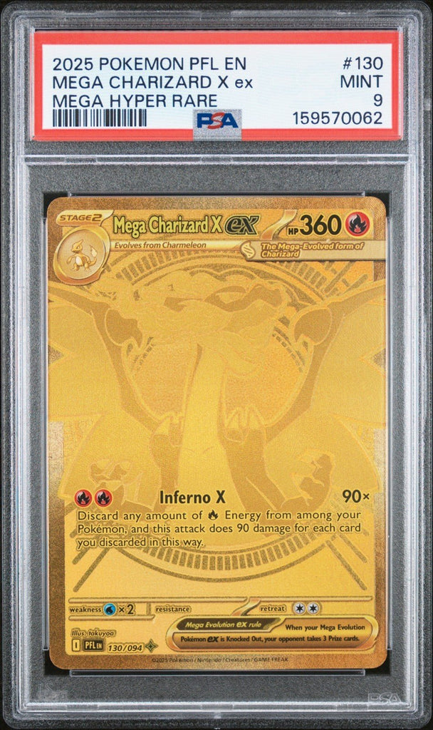 2025 Pokemon Mega Hyper Rare 130 Mega Charizard X ex PSA 9
