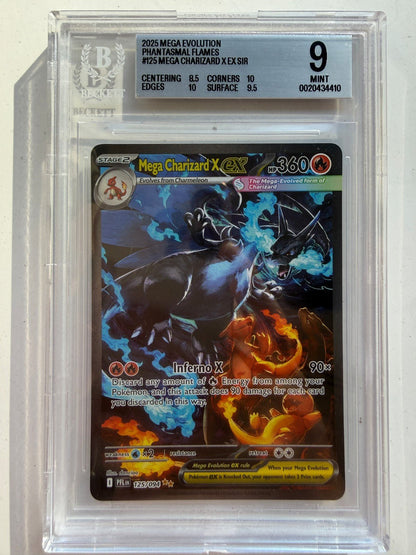 2025 POKEMON PFL EN-PHANTASMAL FLAMES 125 MEGA CHARIZARD X EX BGS 9