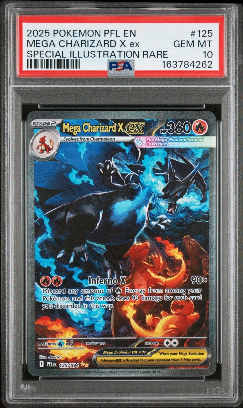 2025 POKEMON PFL EN-PHANTASMAL FLAMES 125 MEGA CHARIZARD X EX PSA 10