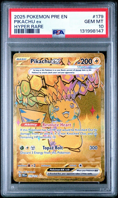 2025 Pokemon Pikachu EX Hyper Rare Prismatic Evolutions 179 PSA 10