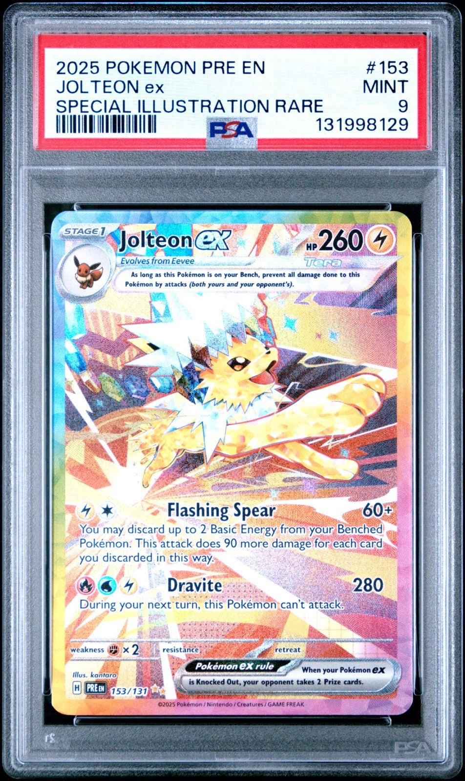2025 Pokemon Pre EN - Jolteon EX 153 Special Illustration Rare PSA 9