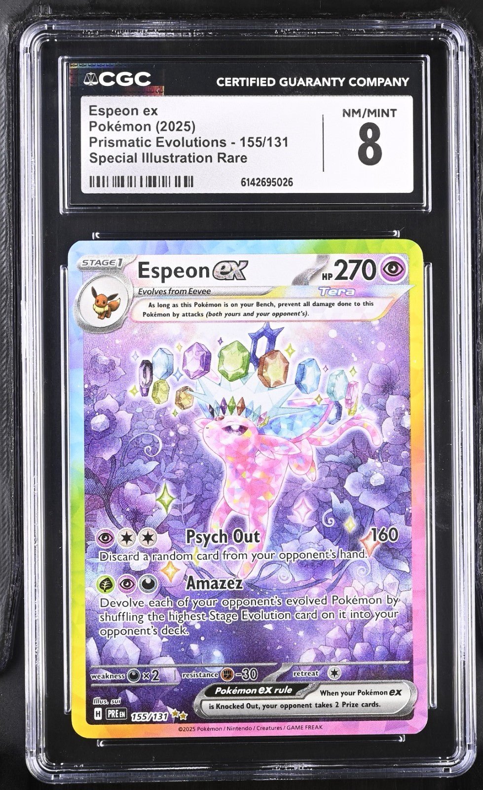 2025 POKEMON PRE EN-PRISMATIC EVOLUTIONS 155 ESPEON EX PSA 8