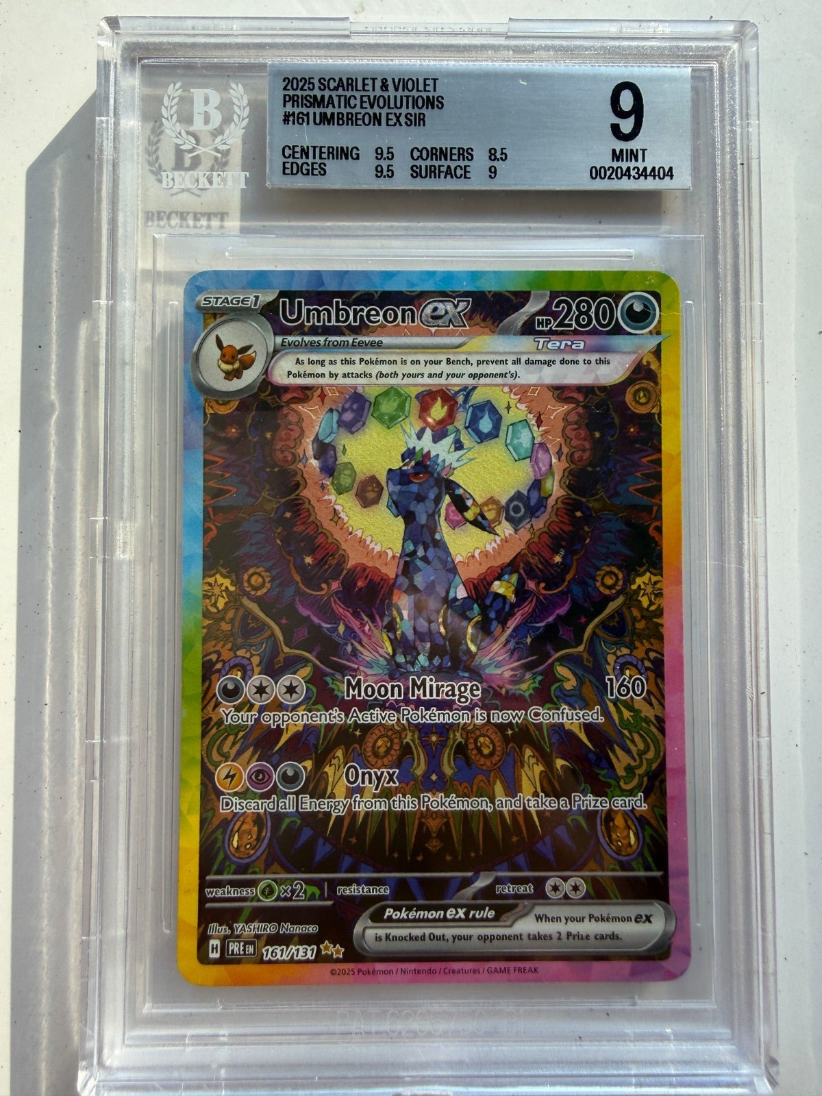 2025 POKEMON PRISMATIC EVOLUTIONS 161 UMBREON EX BGS 9