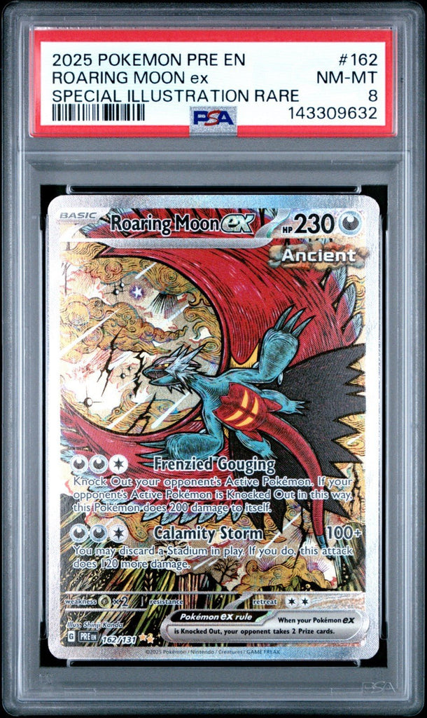 2025 Pokemon Prismatic Evolutions Roaring Moon EX 162/131 SIR PSA 8 NM - MT