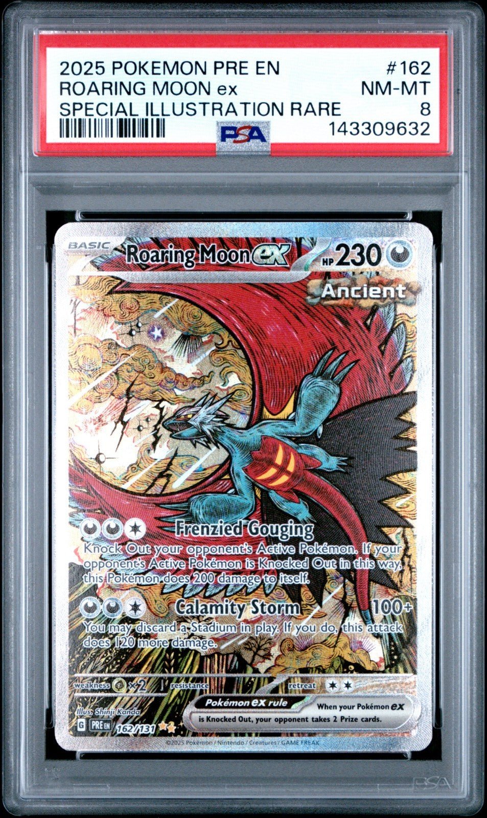 2025 Pokemon Prismatic Evolutions Roaring Moon EX 162/131 SIR PSA 8 NM - MT