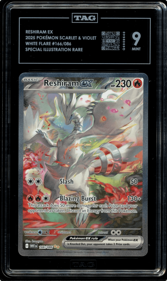 2025 POKEMON SV: WHITE FLARE EN RESHIRAM EX SIR HOLO 166/086 TAG 9