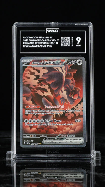 2025 Pokémon SV168 Prismatic Evolutions Bloodmoon Ursaluna ex Holo – TAG 9