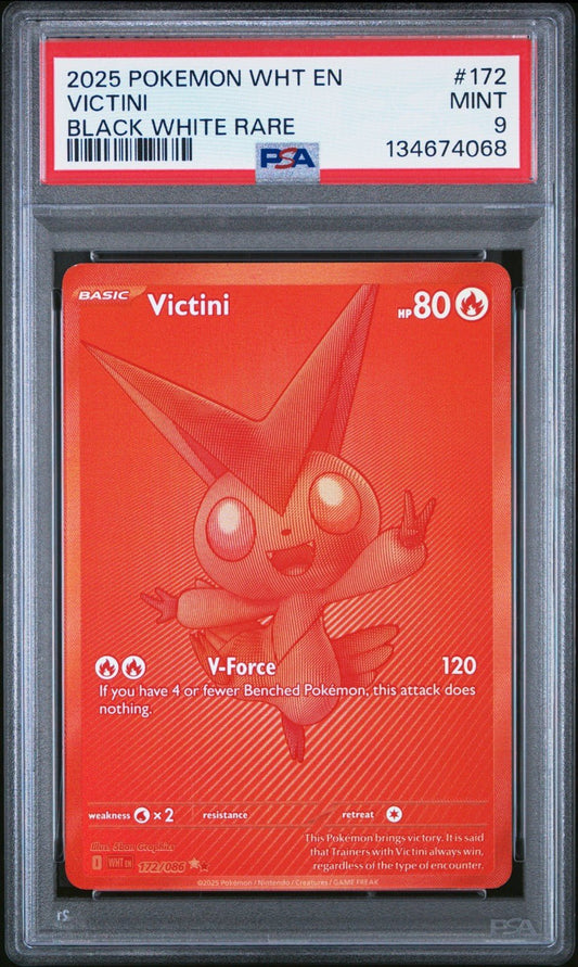 2025 POKEMON WHT EN - WHITE FLARE 172 VICTINI BLACK WHITE RARE PSA 9