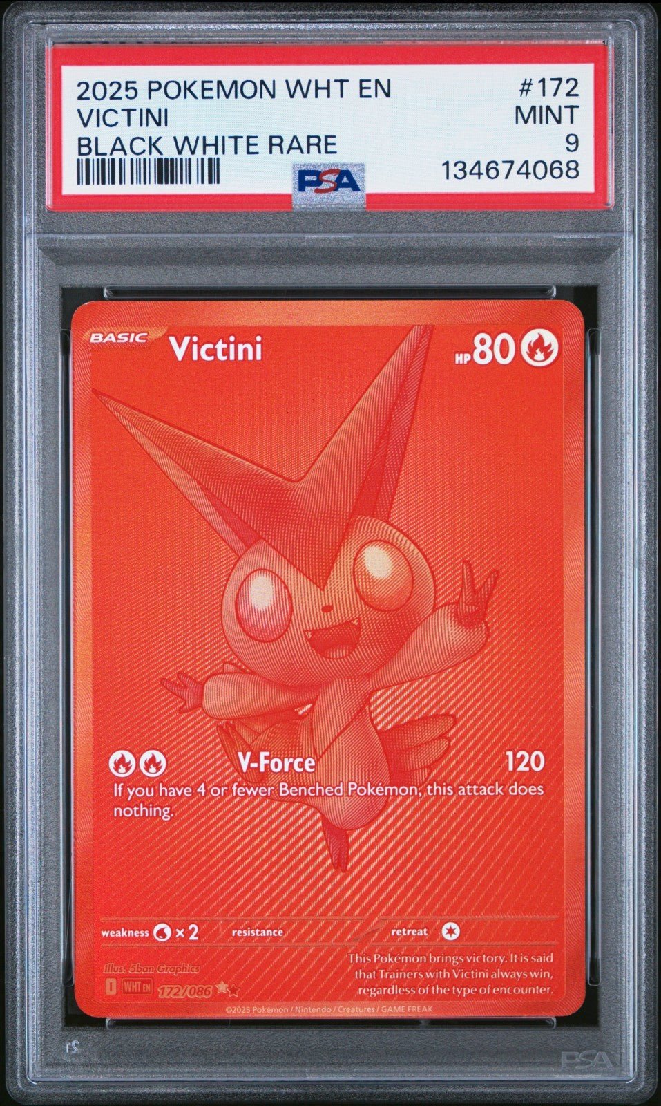 2025 POKEMON WHT EN - WHITE FLARE 172 VICTINI BLACK WHITE RARE PSA 9