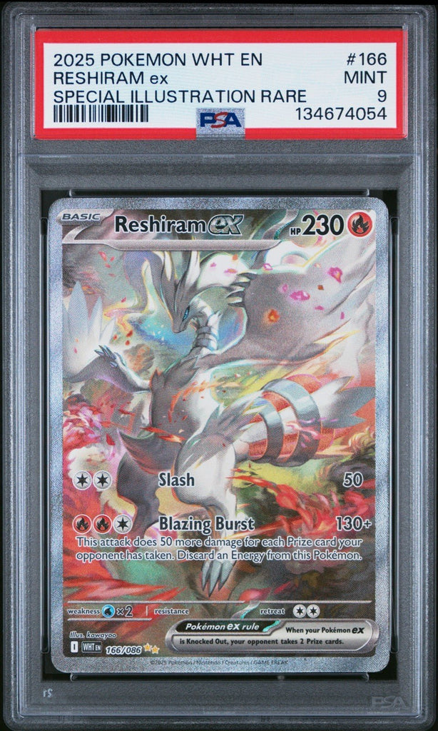 2025 POKEMON WHT EN - WHITE FLARE SPECIAL ILLUSTRATION RARE 166 RESHIRAM EX PSA 9