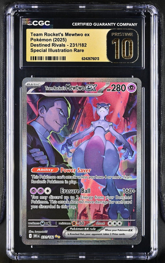 2025 TEAM ROCKET'S MEWTWO EX #231/182 DESTINED RIVALS CGC 10 PRISTINE