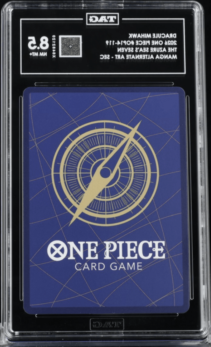 2026 One Piece OP14-EB04 EN 119 Dracule Mihawk Manga Alternate Art TAG 8.5