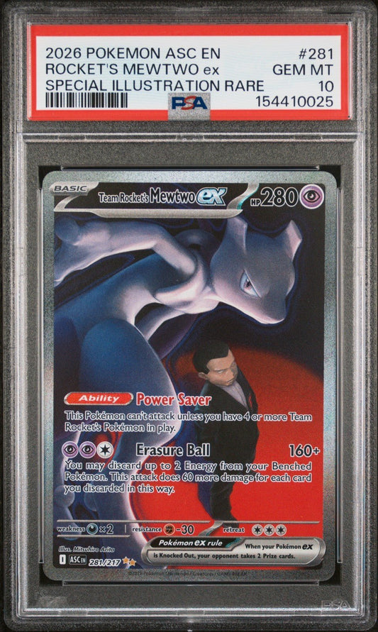 2026 POKEMON ASC EN-ASCENDED HEROES 281 TEAM ROCKET'S MEWTWO EX PSA 10