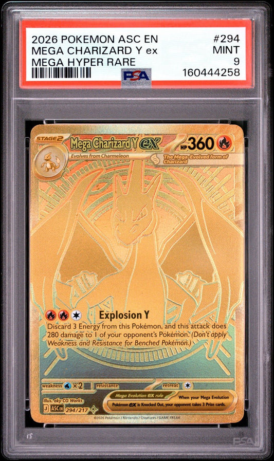 2026 POKEMON ASC EN-ASCENDED HEROES MEGA HYPER RARE 294 CHARIZARD Y EX PSA 9 #2