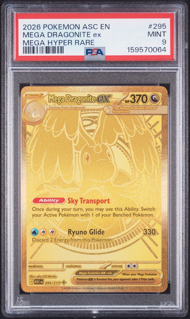 2026 POKEMON ASC EN-ASCENDED HEROES MEGA HYPER RARE 295 MEGA DRAGONITE EX PSA 9