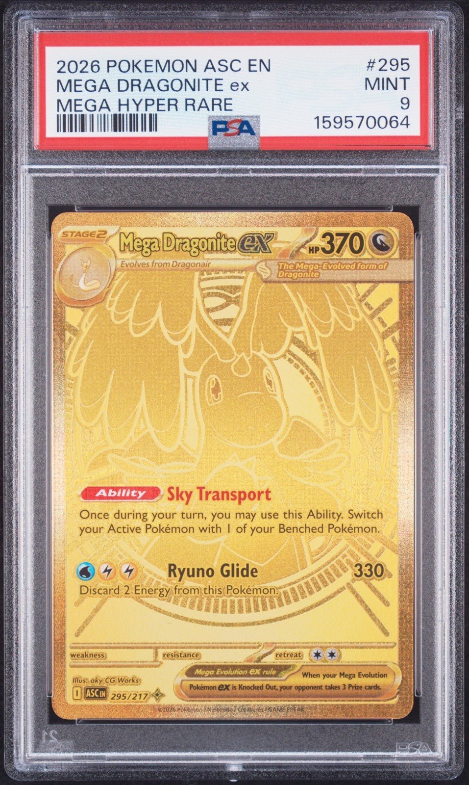 2026 POKEMON ASC EN-ASCENDED HEROES MEGA HYPER RARE 295 MEGA DRAGONITE EX PSA 9