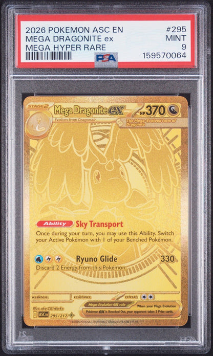 2026 POKEMON ASC EN-ASCENDED HEROES MEGA HYPER RARE 295 MEGA DRAGONITE EX PSA 9