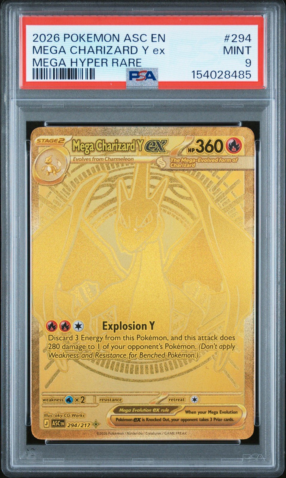 2026 POKEMON ASC EN - ASCENDED HEROES MEGA HYPER RARE MEGA CHARIZARD Y EX PSA 9 2