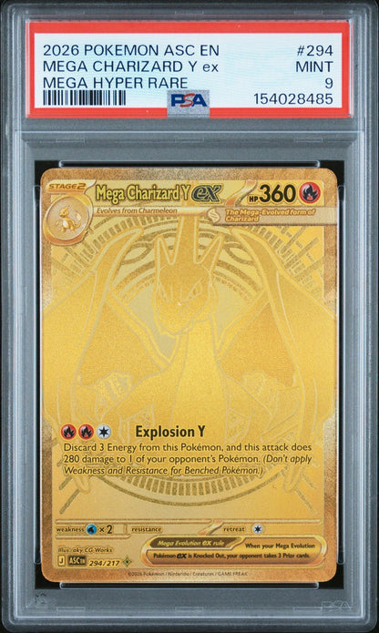 2026 POKEMON ASC EN - ASCENDED HEROES MEGA HYPER RARE MEGA CHARIZARD Y EX PSA 9 2