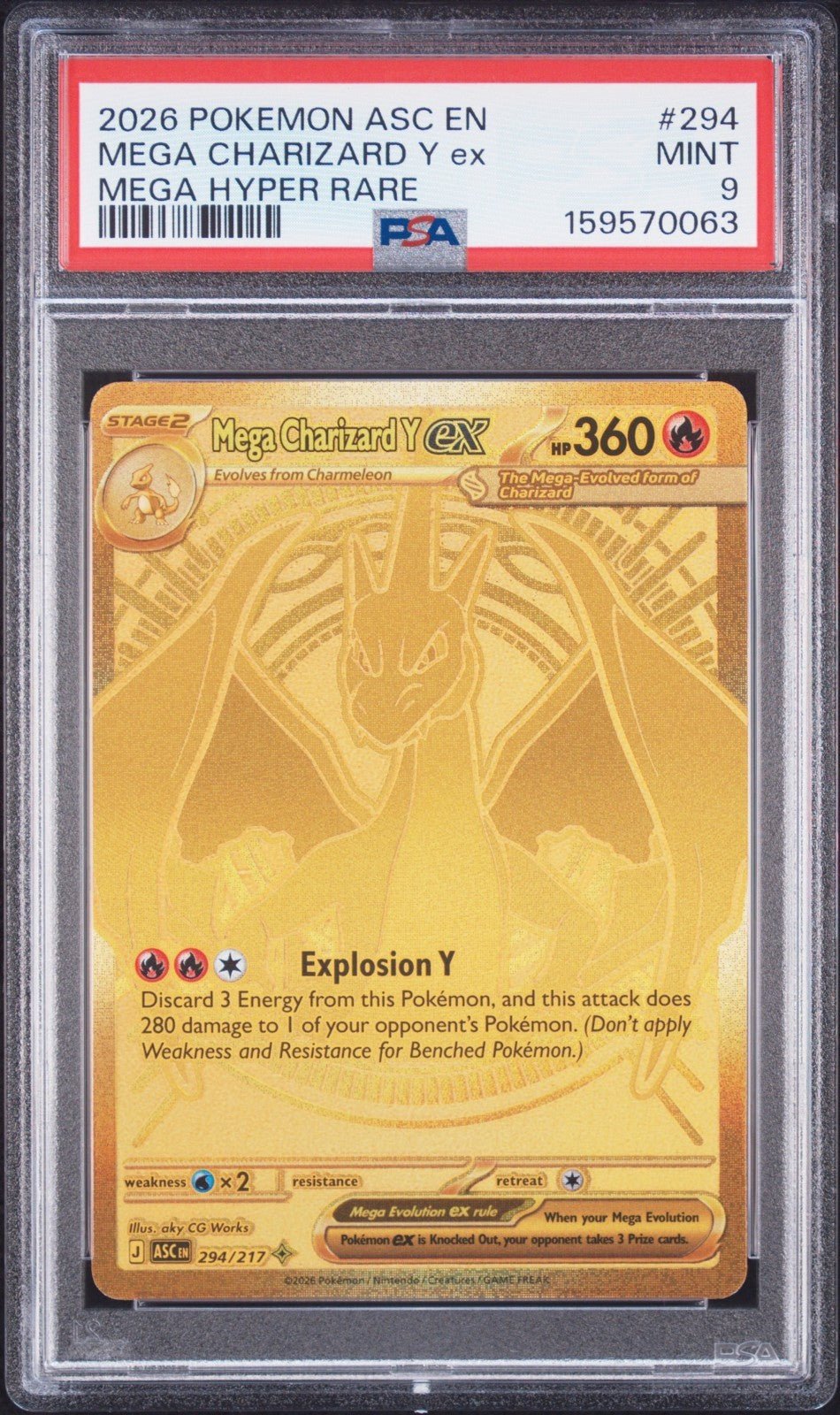 2026 POKEMON ASC EN-ASCENDED HEROES MEGA HYPER RARE MEGA CHARIZARD Y EX PSA 9