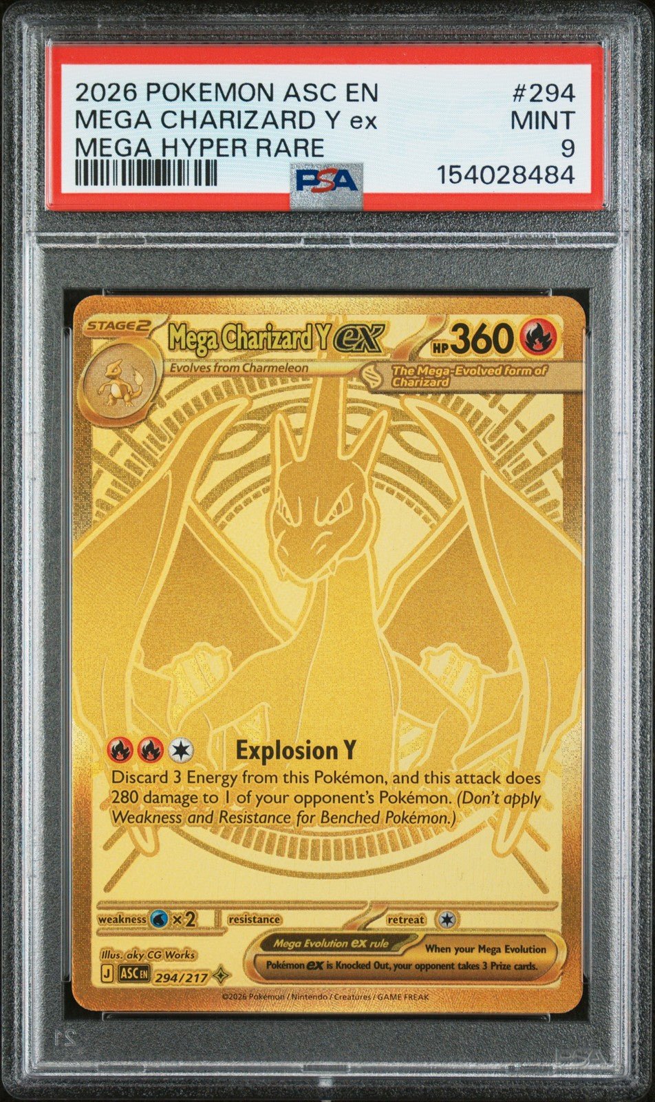2026 POKEMON ASC EN - ASCENDED HEROES MEGA HYPER RARE MEGA CHARIZARD Y EX PSA 9