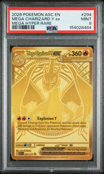 2026 POKEMON ASC EN - ASCENDED HEROES MEGA HYPER RARE MEGA CHARIZARD Y EX PSA 9