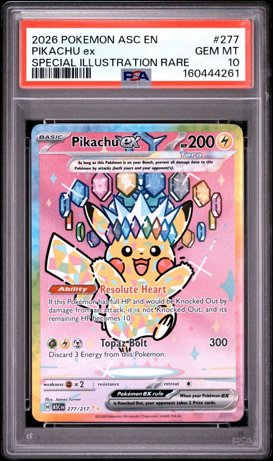 2026 Pokemon ASC EN Special Illustration Rare 277 Pikachu ex PSA 10 2