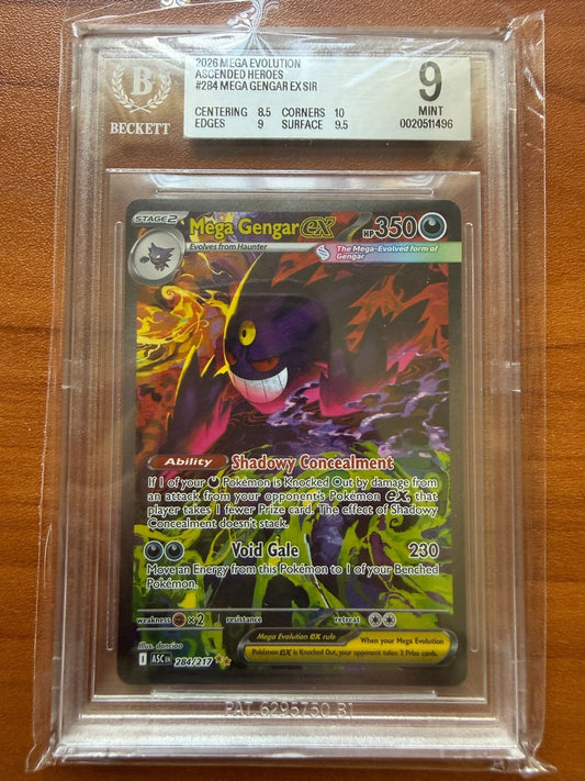 2026 POKEMON ASCENDED HEROES SPECIAL ILLUSTRATION RARE MEGA GENGAR 284 EX BGS 9