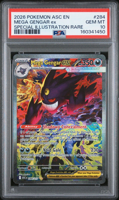 2026 POKEMON ASCENDED HEROES SPECIAL ILLUSTRATION RARE MEGA GENGAR 284 EX PSA 10