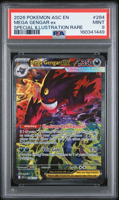 2026 POKEMON ASCENDED HEROES SPECIAL ILLUSTRATION RARE MEGA GENGAR 284 EX PSA 9